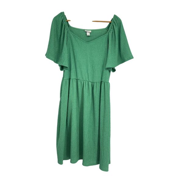 Ava & Viv Kelly Green Smocked Knee Length Dress Size 3X Cottage Coquette - Picture 1 of 6